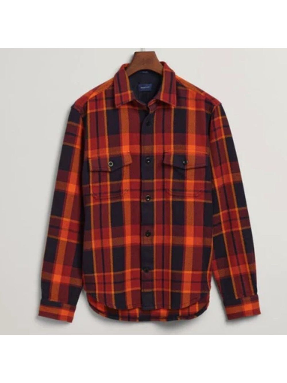 GANT Apparel Mens Heavy Twill Check Overshirt Plaid, Farmer, Camp. Mens sz Large